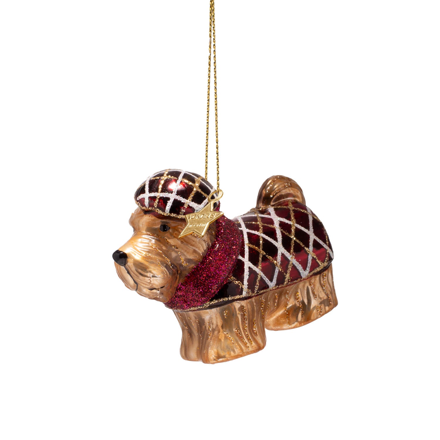 Skotsk terrier m. frakke og hue juleophæng – H6 cm